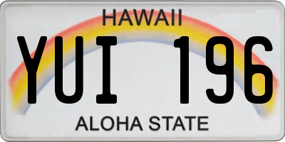 HI license plate YUI196