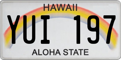 HI license plate YUI197