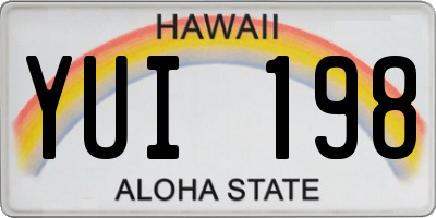 HI license plate YUI198