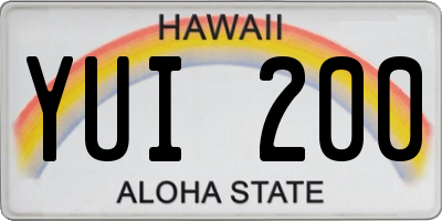HI license plate YUI200