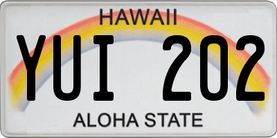 HI license plate YUI202