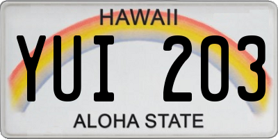HI license plate YUI203