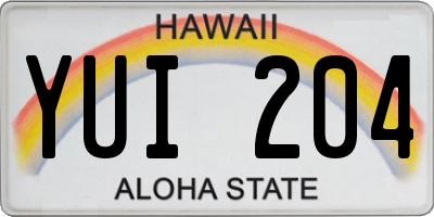 HI license plate YUI204