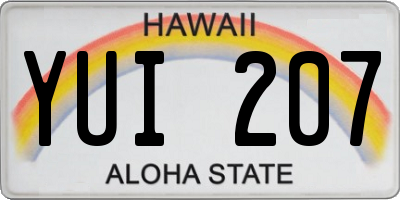 HI license plate YUI207