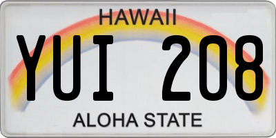 HI license plate YUI208