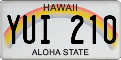 HI license plate YUI210