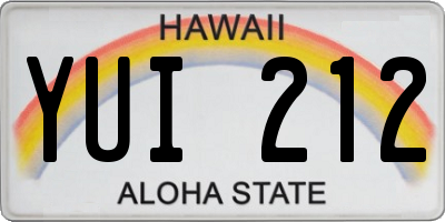 HI license plate YUI212