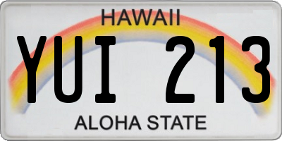HI license plate YUI213
