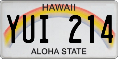 HI license plate YUI214