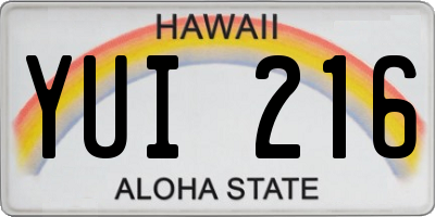 HI license plate YUI216