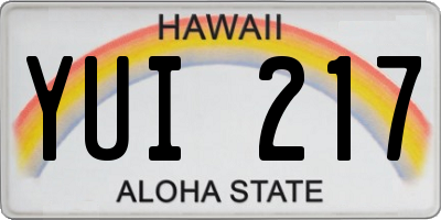 HI license plate YUI217