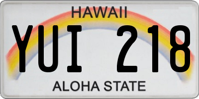 HI license plate YUI218