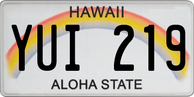 HI license plate YUI219