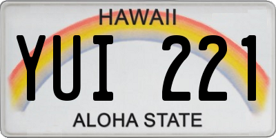 HI license plate YUI221
