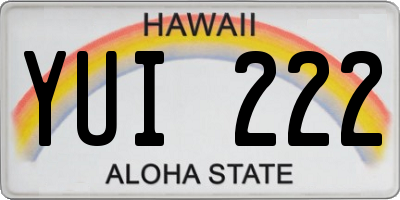 HI license plate YUI222