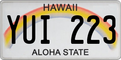 HI license plate YUI223