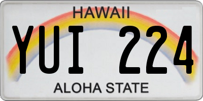 HI license plate YUI224