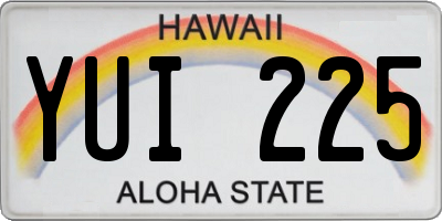 HI license plate YUI225