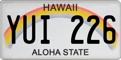 HI license plate YUI226