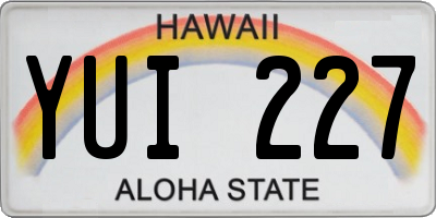 HI license plate YUI227