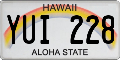 HI license plate YUI228