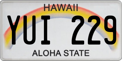 HI license plate YUI229