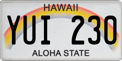 HI license plate YUI230