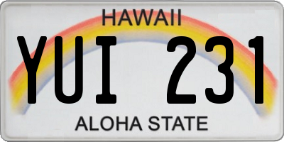 HI license plate YUI231