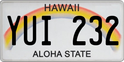 HI license plate YUI232