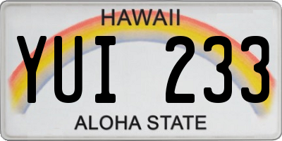 HI license plate YUI233