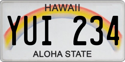 HI license plate YUI234