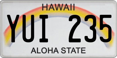 HI license plate YUI235