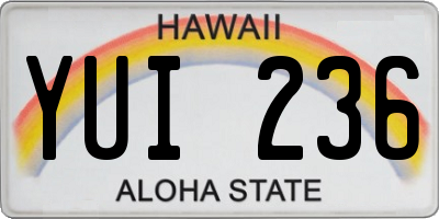 HI license plate YUI236