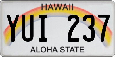 HI license plate YUI237