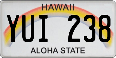 HI license plate YUI238