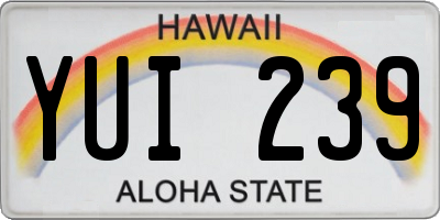HI license plate YUI239