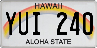 HI license plate YUI240