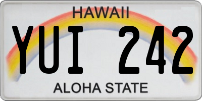 HI license plate YUI242