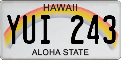 HI license plate YUI243
