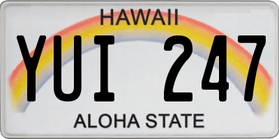 HI license plate YUI247