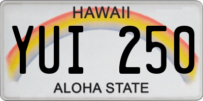 HI license plate YUI250