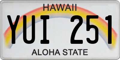 HI license plate YUI251