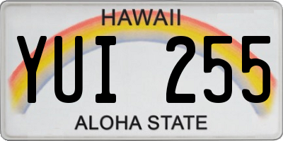 HI license plate YUI255