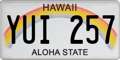 HI license plate YUI257