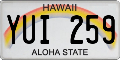 HI license plate YUI259