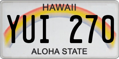 HI license plate YUI270