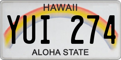 HI license plate YUI274