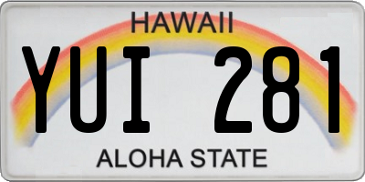 HI license plate YUI281
