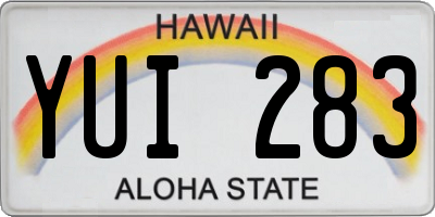 HI license plate YUI283