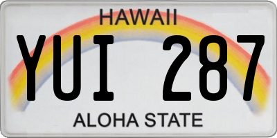 HI license plate YUI287